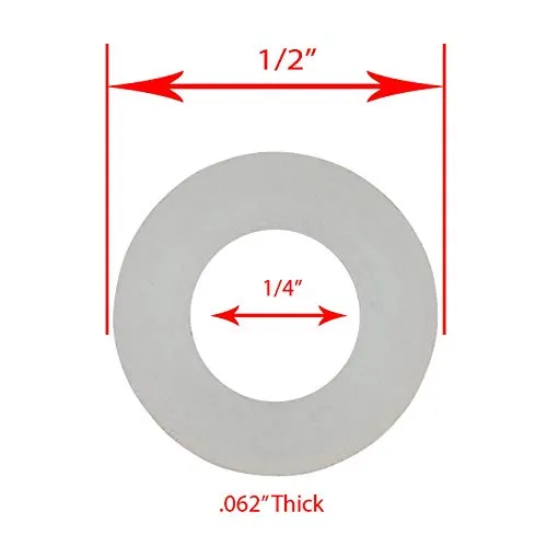 1/4" x 1/2" OD Nylon Flat Washer, (100 Pack), 0.062" Thickness - Choose Size, by Bolt