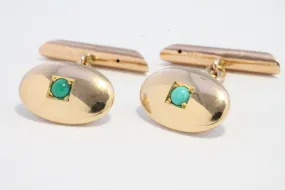 15 carat rose gold cuff links with turquoise stones