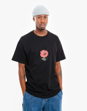 5Boro Red Flower T-Shirt - Black