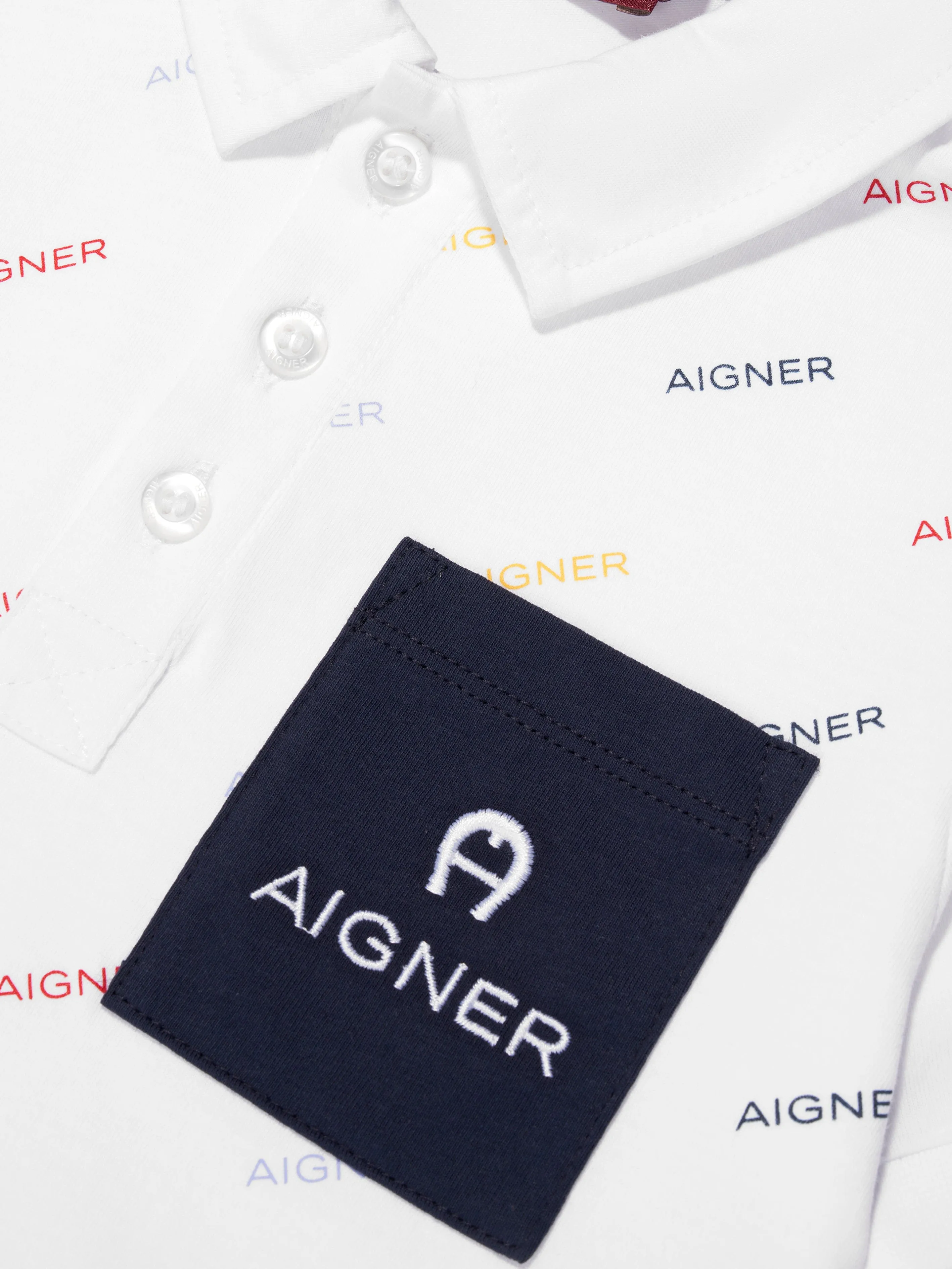 Aigner Boys Logo Polo Shirt in White