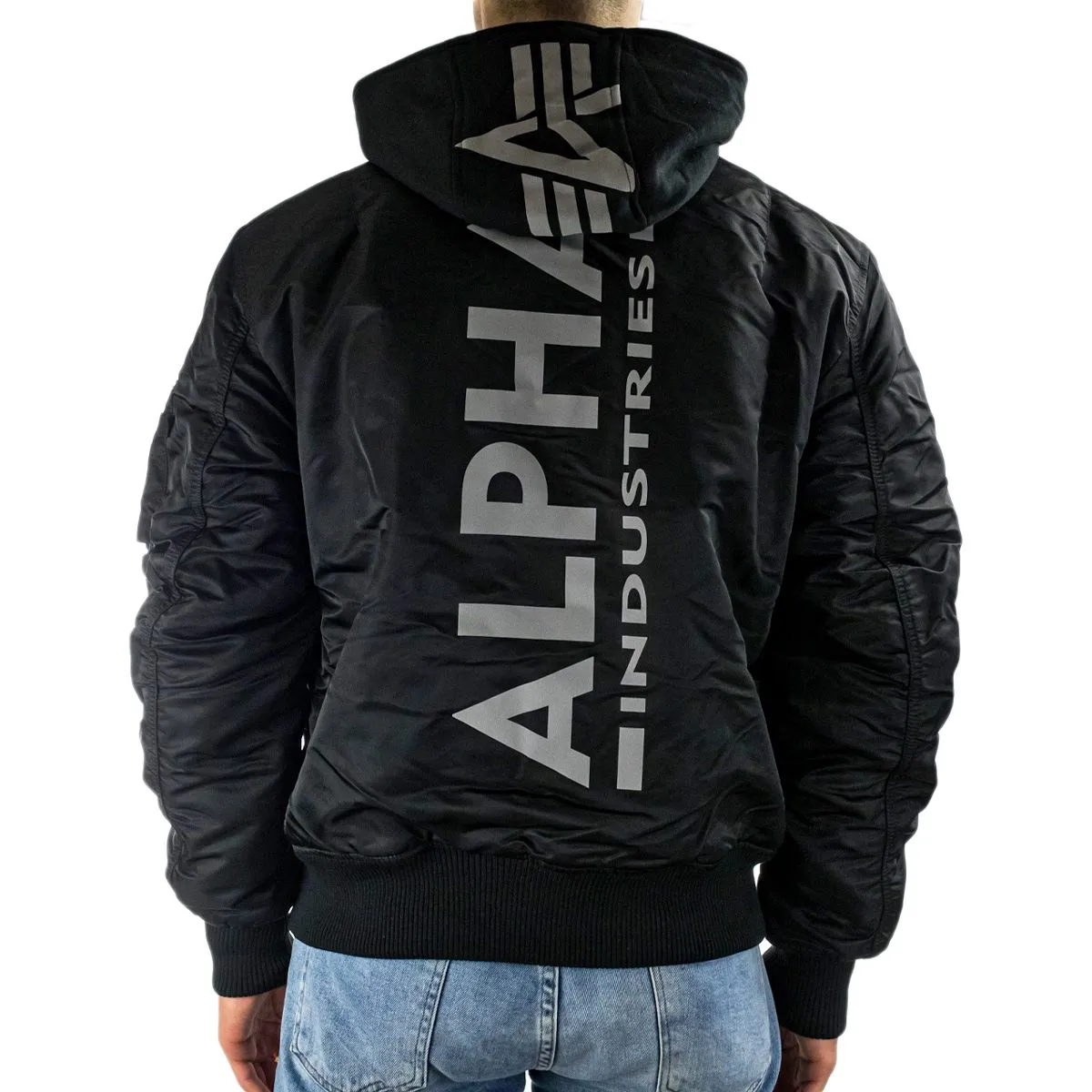 Alpha Industries Inc MA-1 Back Print Winter Jacke 128113-285 - schwarz-reflektierend