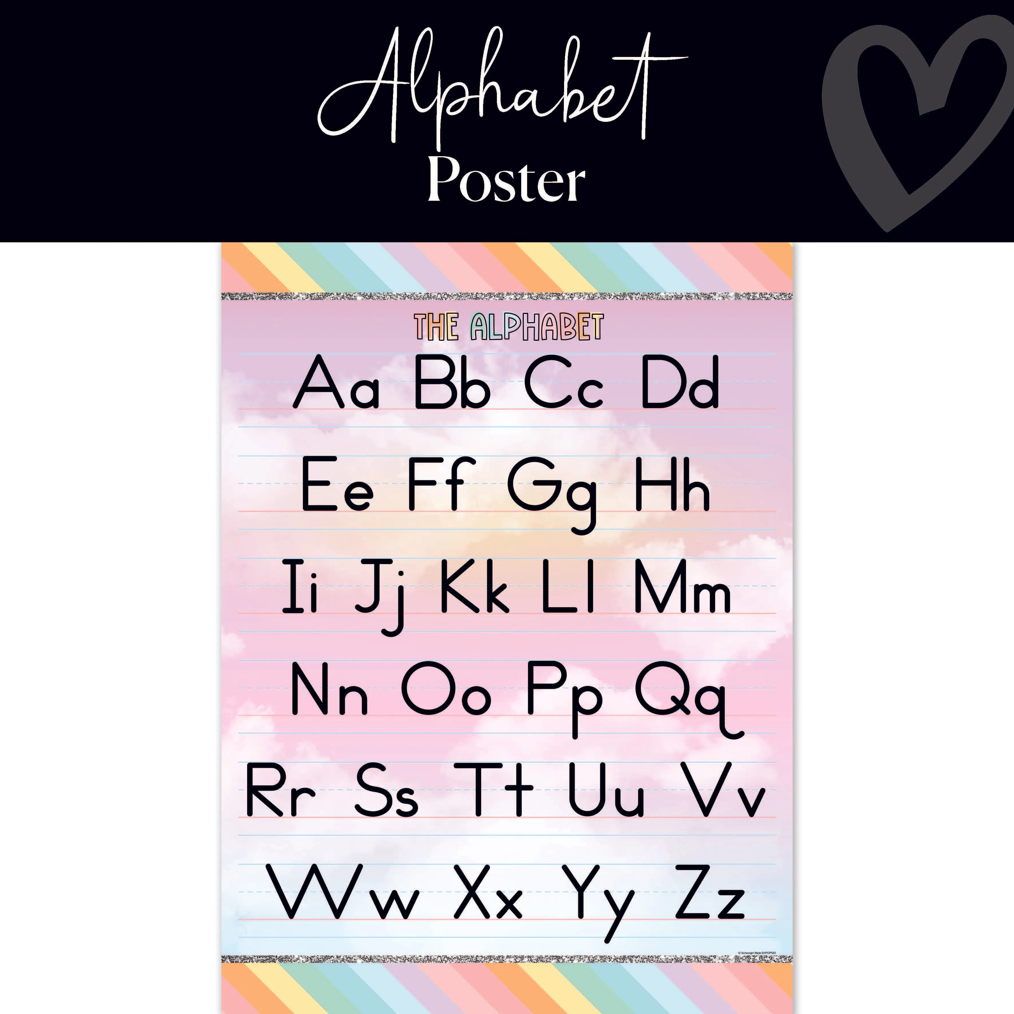 Alphabet | Classroom Poster | Shimmer Pop | Schoolgirl Style