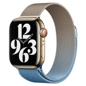 Apple Watch (38/40/SE/41mm) Gradient Magnetisk Stål Rem - Guld / Blå