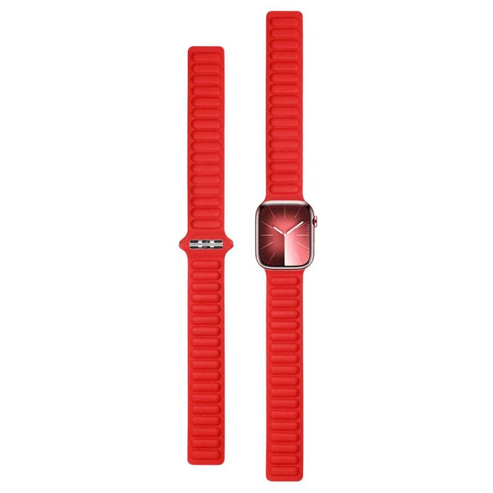 Apple Watch (42/44/SE/45/49mm) Lippa Magnetisk Læder Rem - Rød