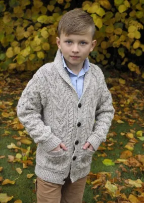 Aran Crafts Boys Shawl Cardigan | Oatmeal