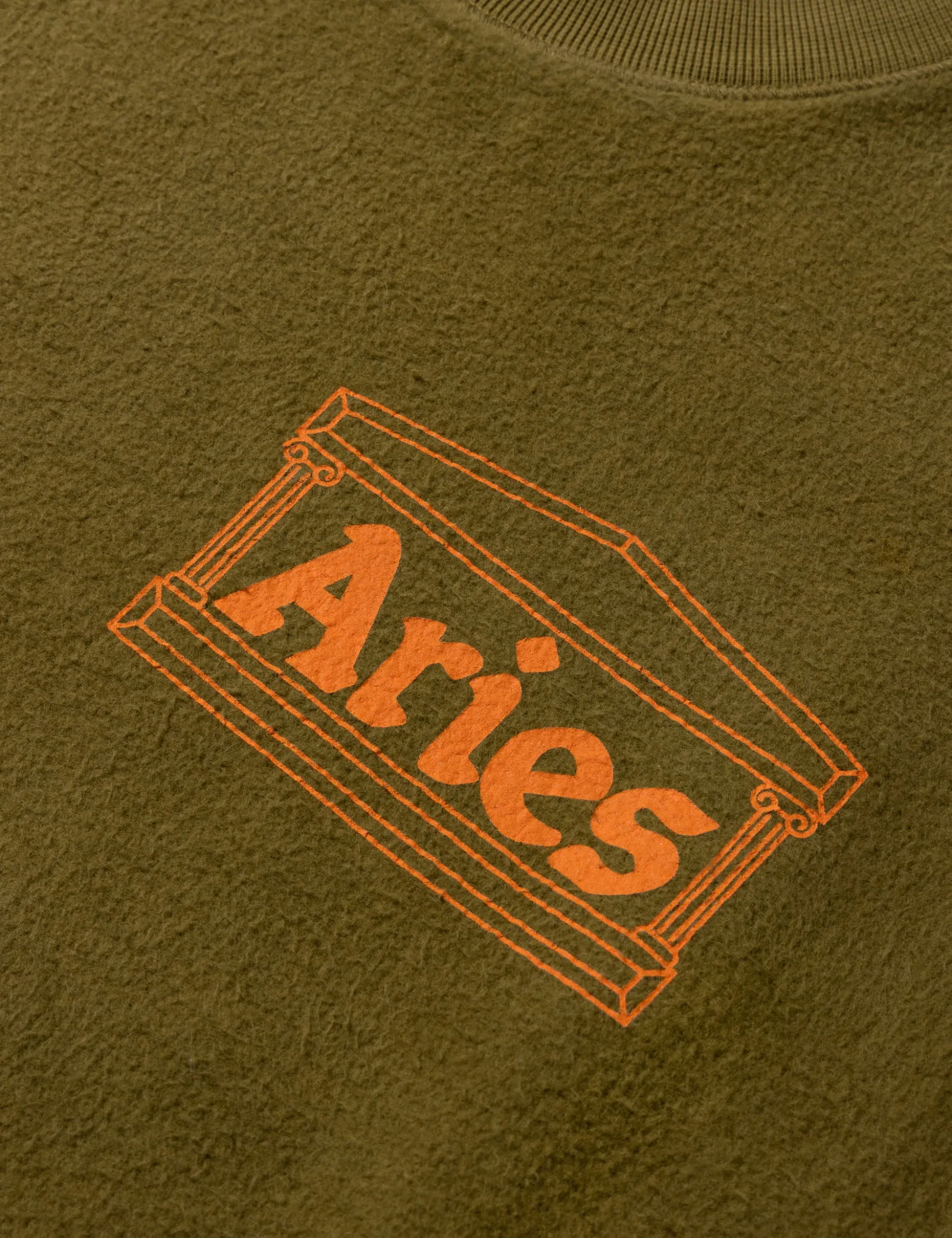 Aries Reverse Fleece Temple Sweatshirt - Olive Green