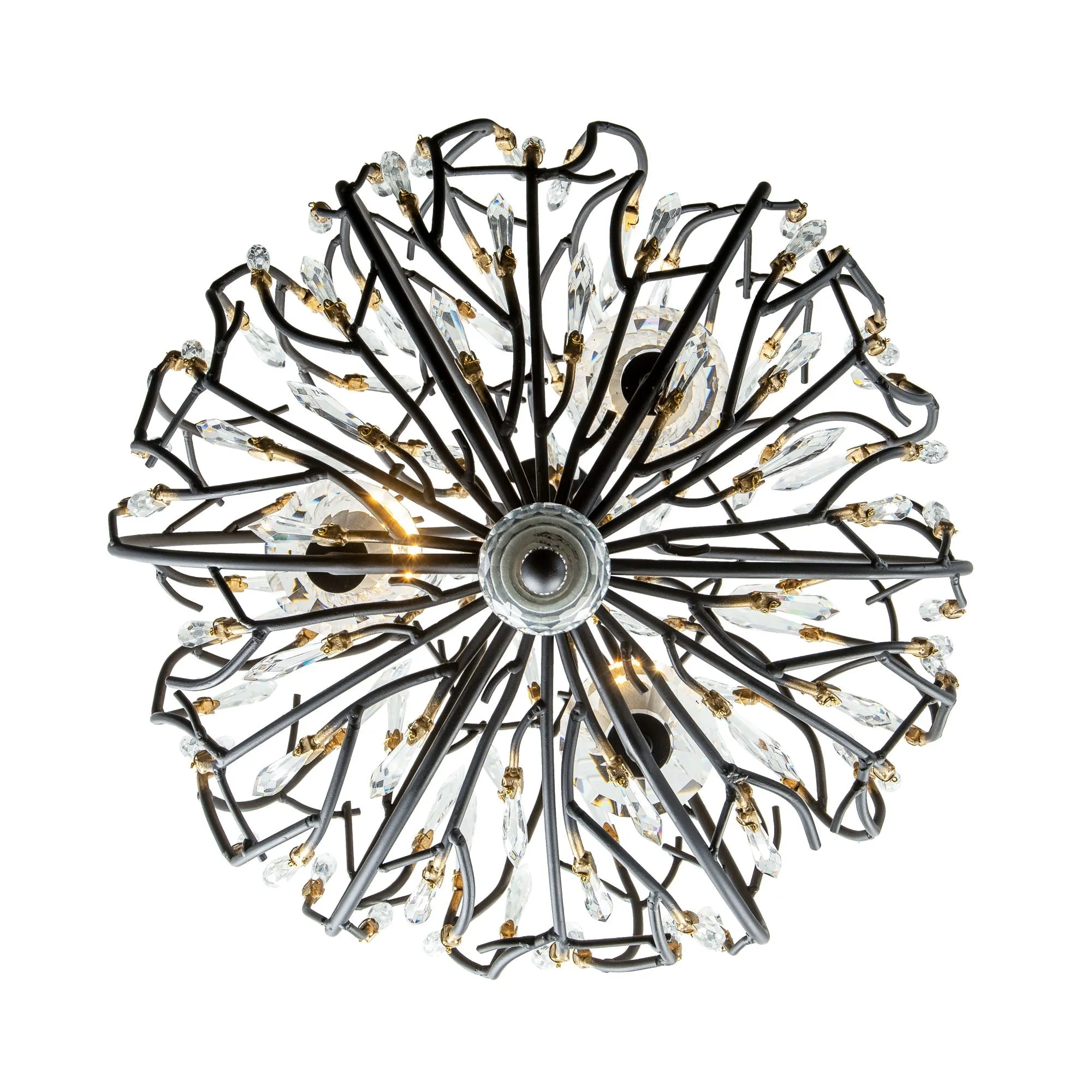 Bask 271P03MBFG 3-Light Crystal Pendant Light - Matte Black/French Gold