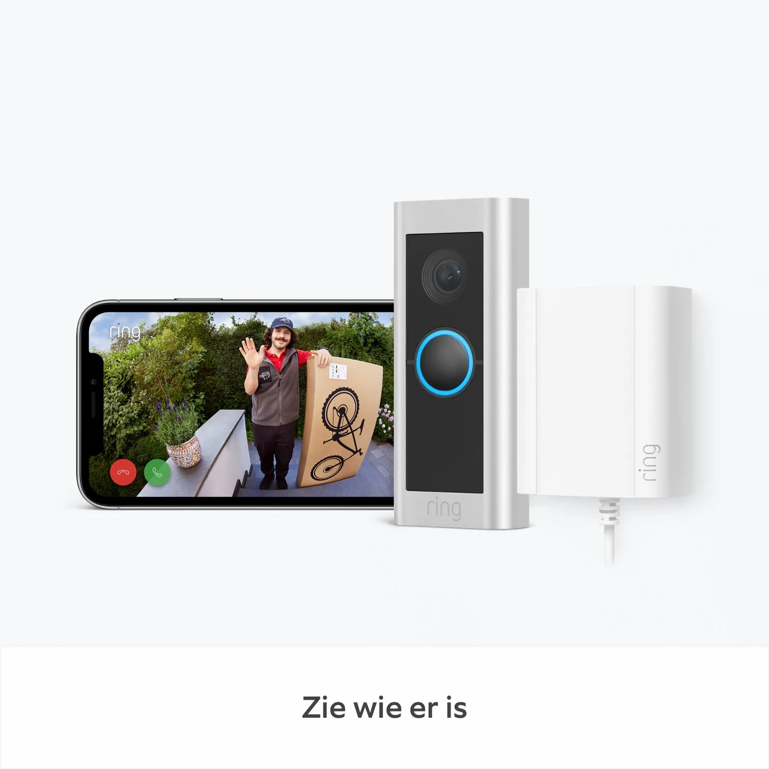 Bedrade videodeurbel Pro met stekkeradapter (Voorheen de Video Doorbell Pro 2 met stekkeradapter)