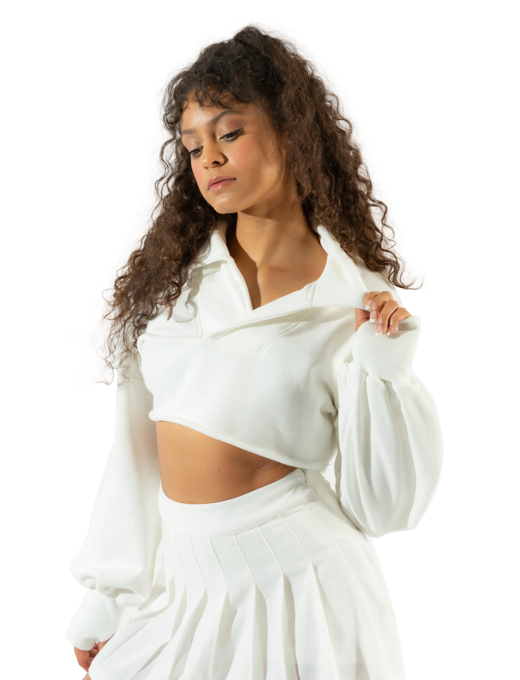 Bella Paradise Cropped Collared Pullover