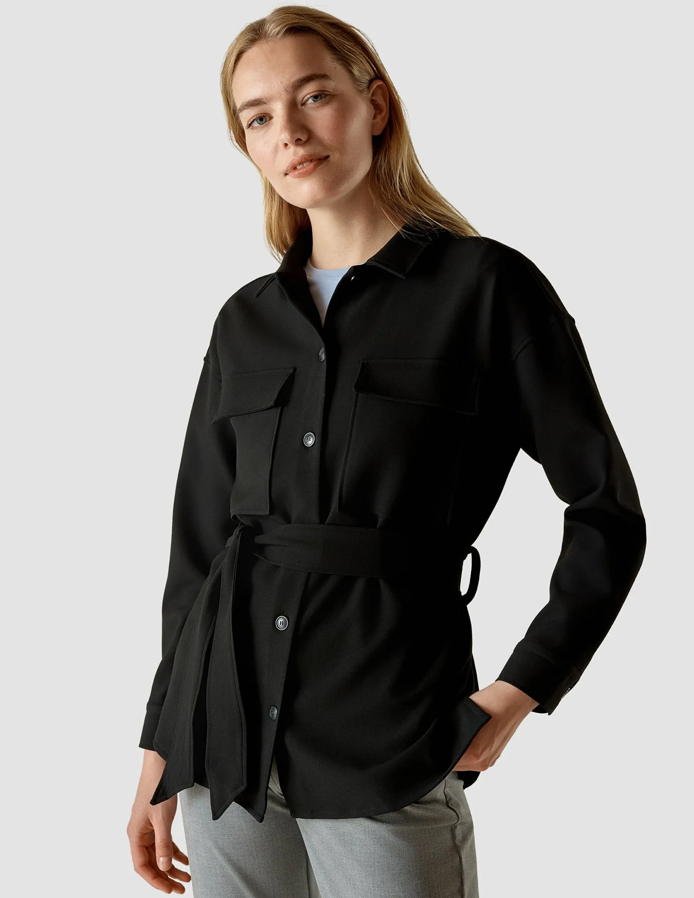 Belted Overshirt Black