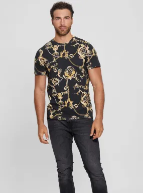 Black Gold Chain Print T-Shirt