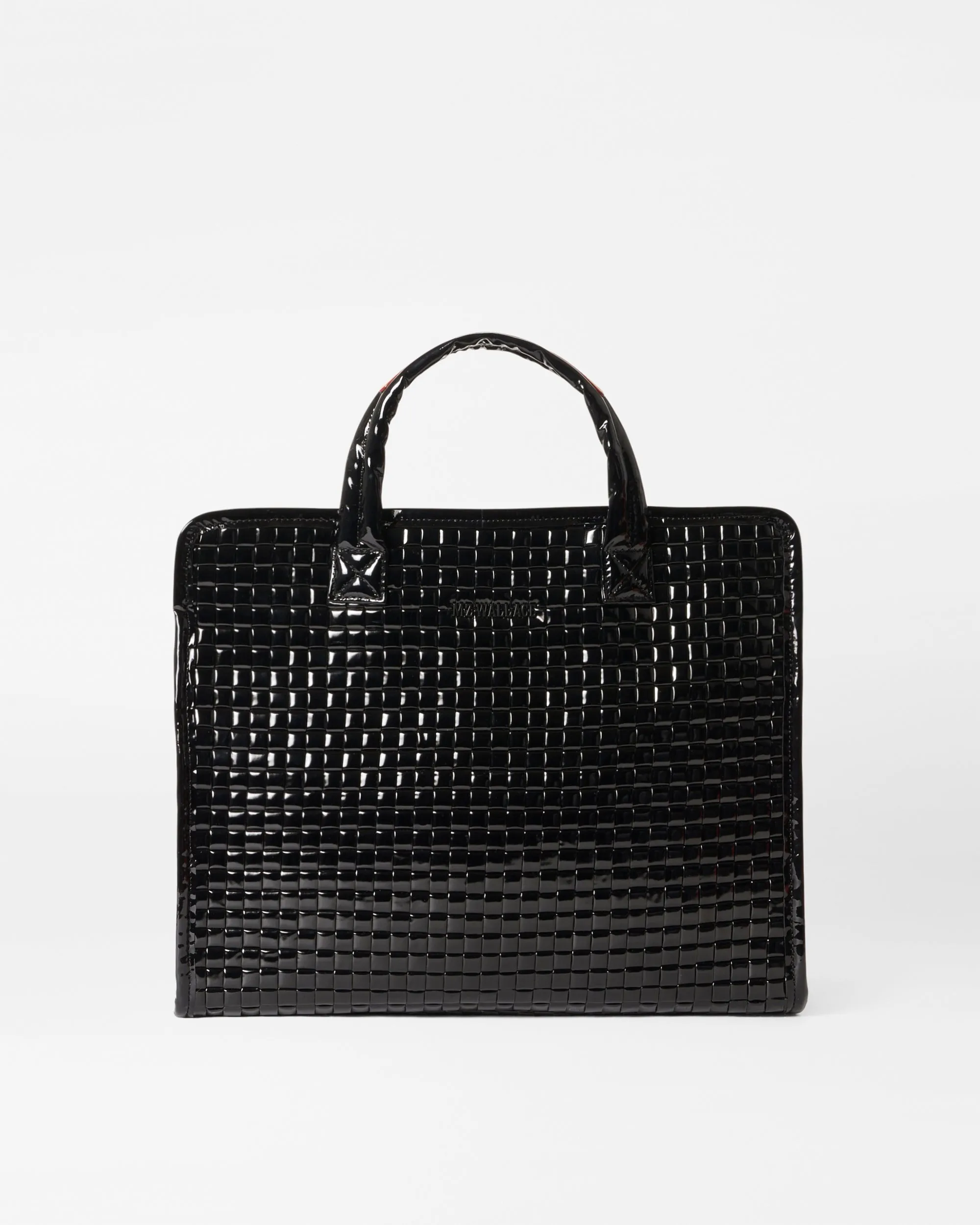 Black Lacquer Medium Woven Box Tote