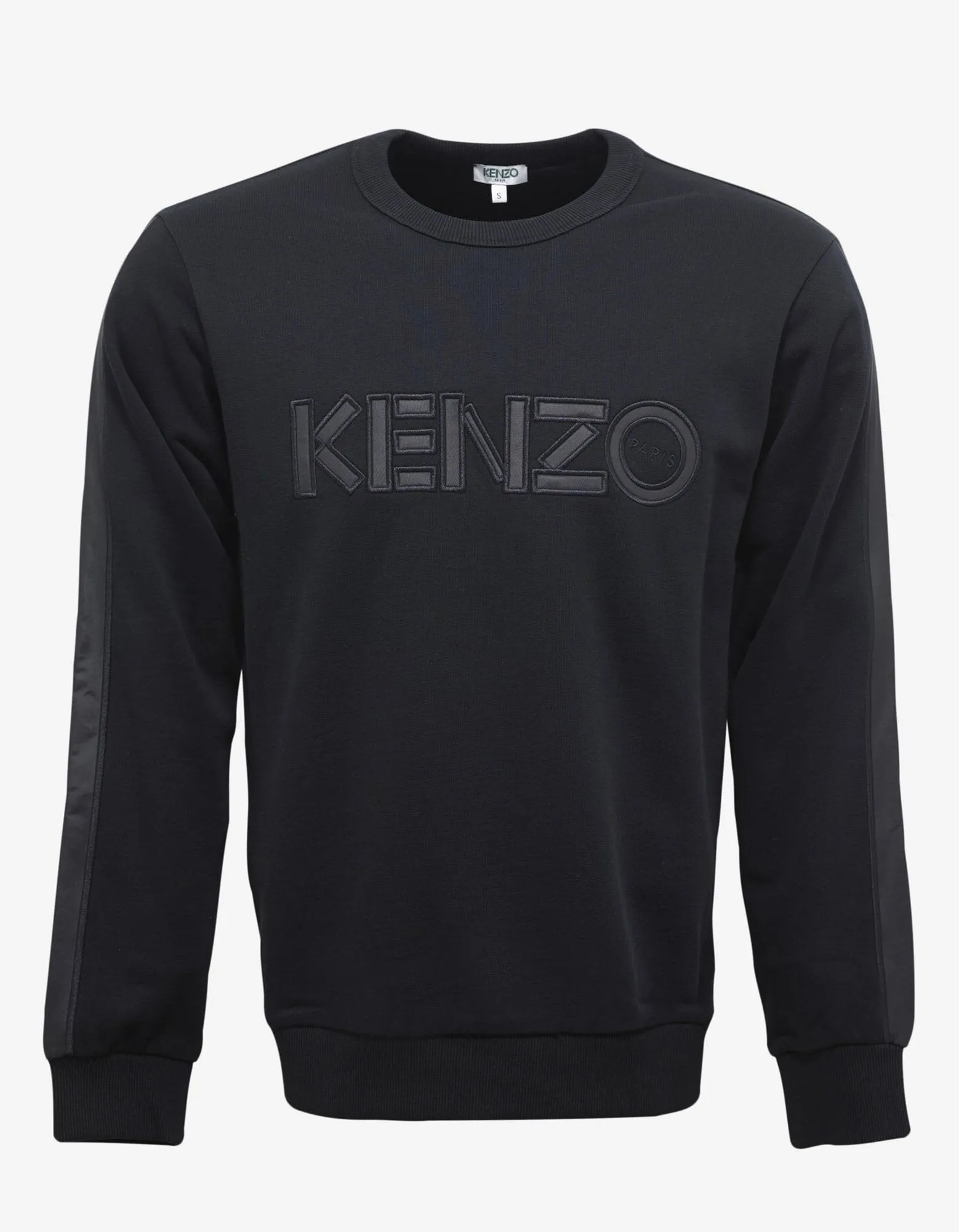 Black Logo Sweatshirt with Nylon Inserts