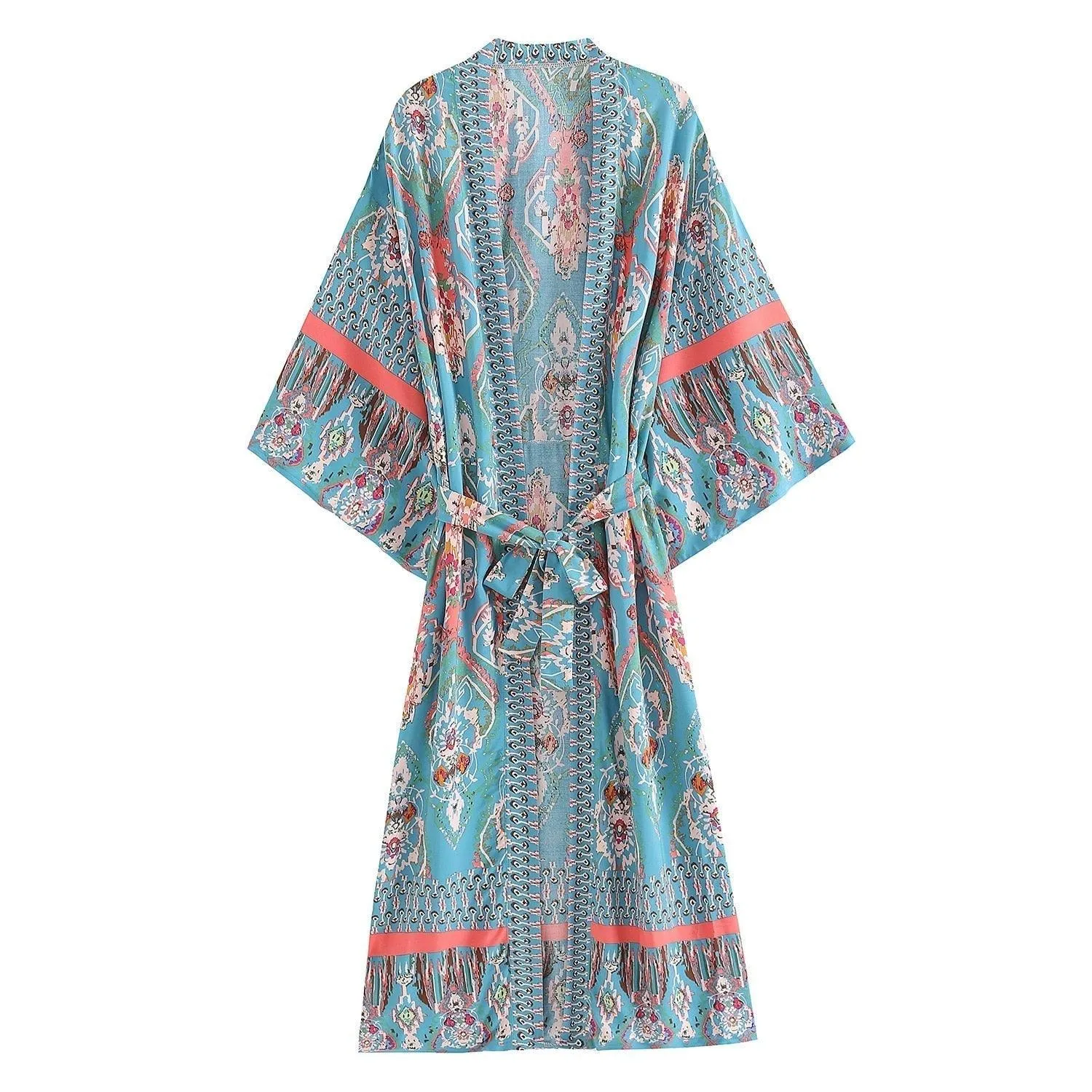 Bohemian Long Kimono, Bat sleeve Beach Bohemian Kimono Robe, Summer dress boho cover-up