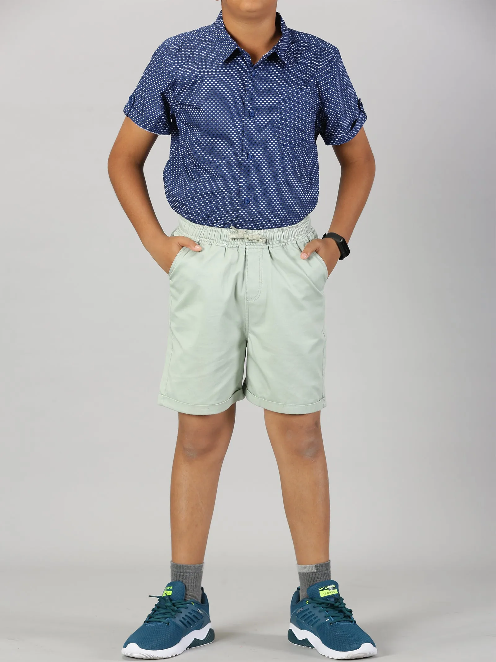 Boys Half Sleeve Shirt & Roll up Shorts Set