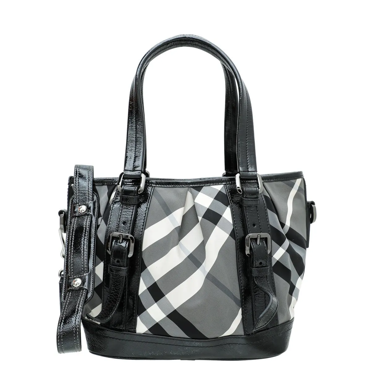 Burberry Bicolor Nylon Beat Check Lowry Bag