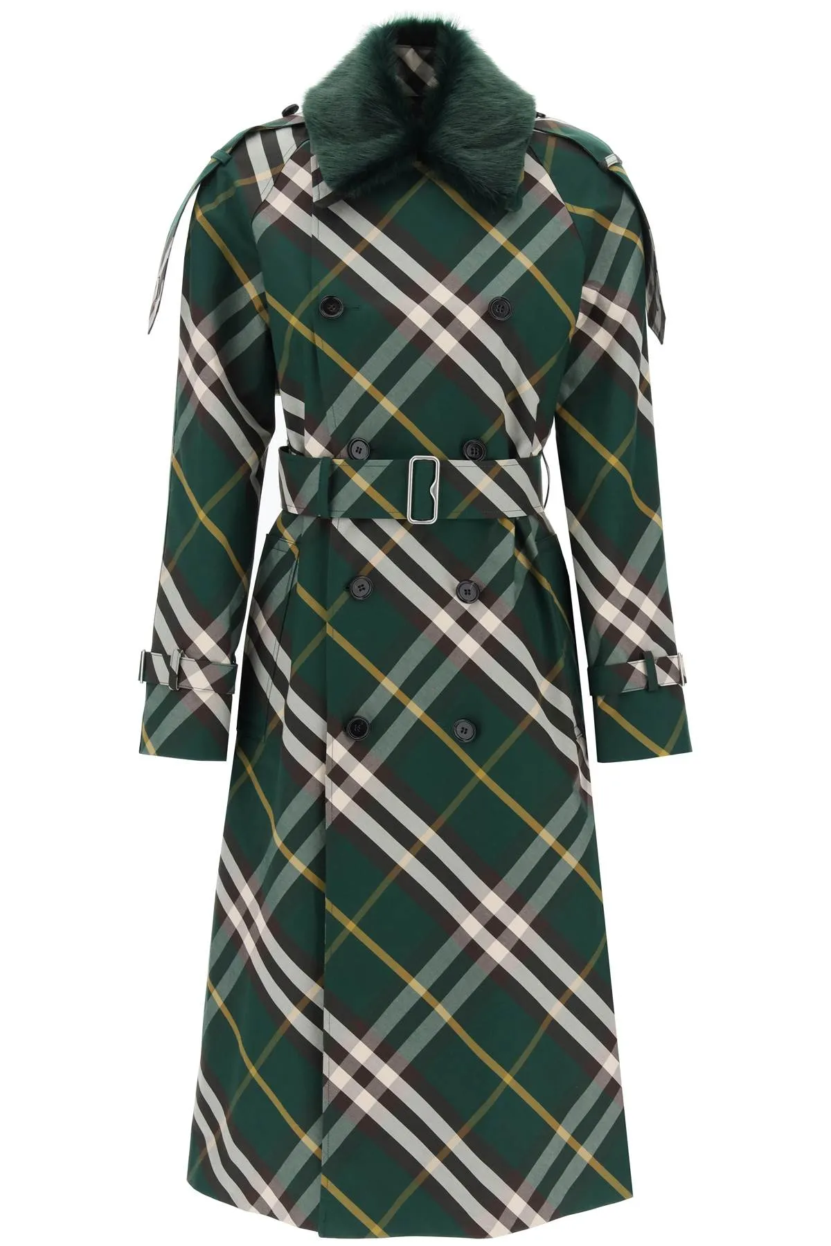 BURBERRY kensington trench coat with check pattern