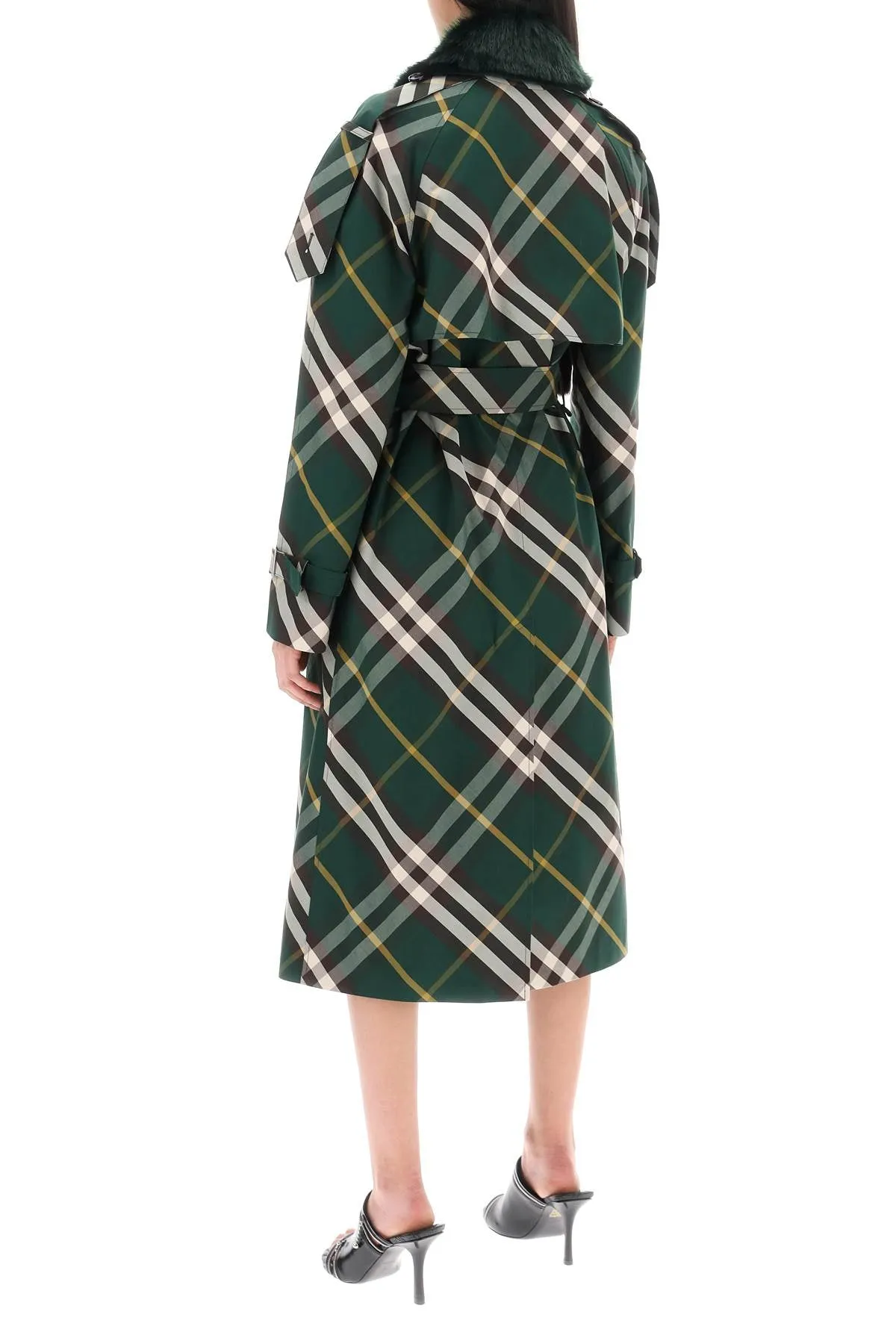 BURBERRY kensington trench coat with check pattern