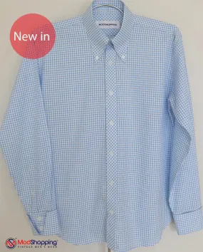 Button Down Shirt - Sky Blue Gingham Shirt