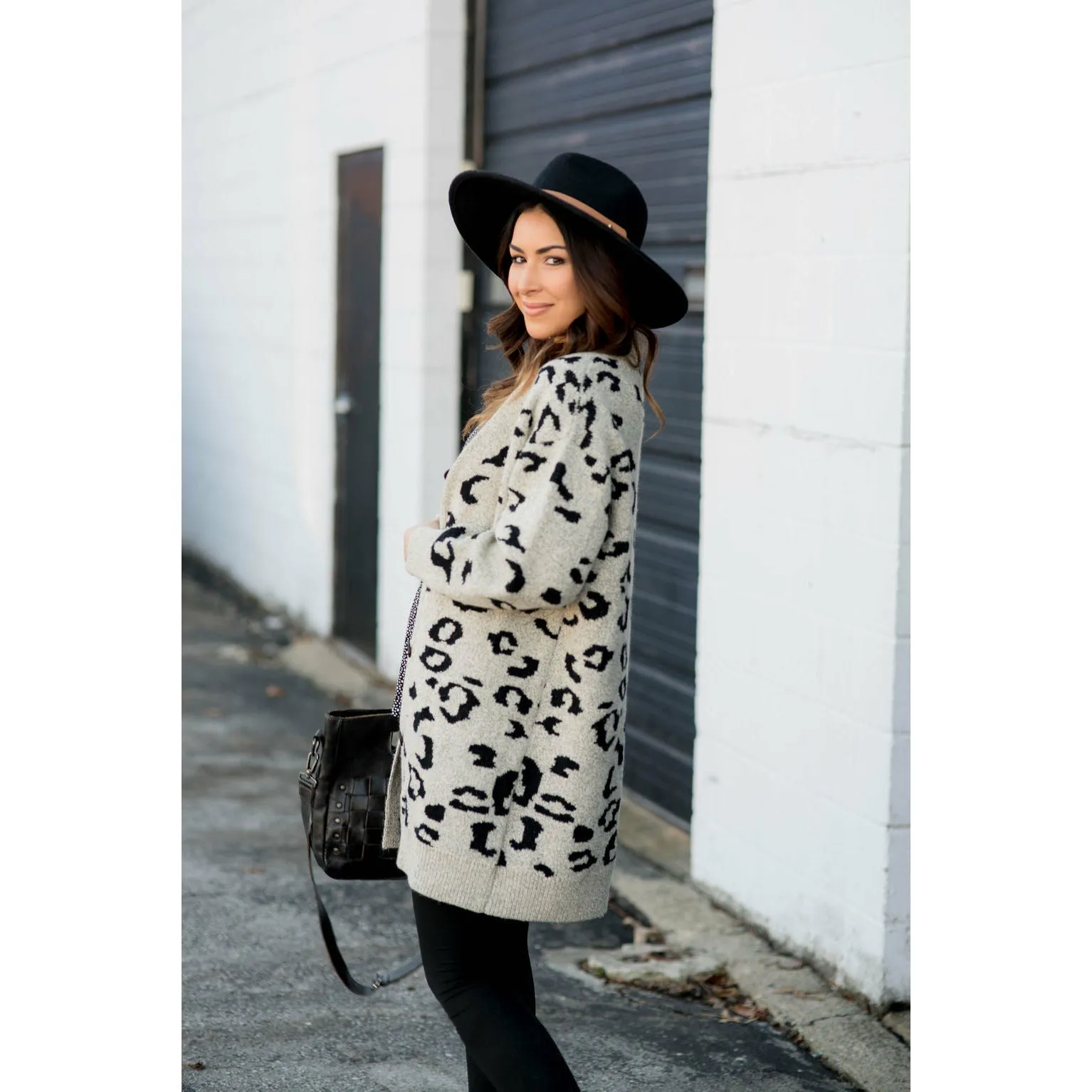 Button Leopard Tunic Cardigan