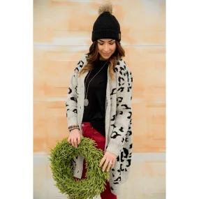 Button Leopard Tunic Cardigan