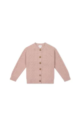 Cable Knit Cardigan - Shell Pink