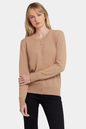 Cashmere Crewneck Cardigan - Tan