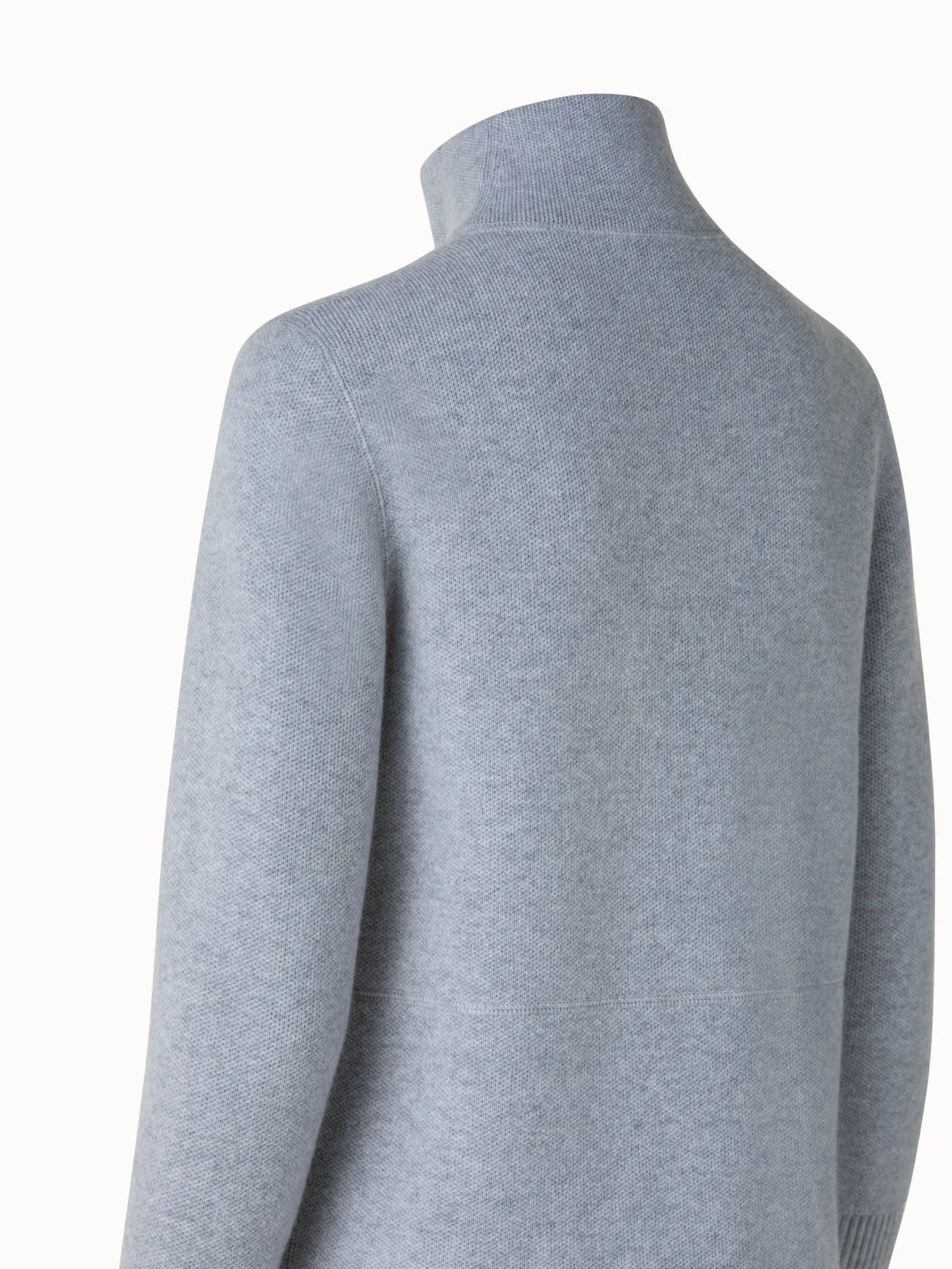 Cashmere pique zip cardigan