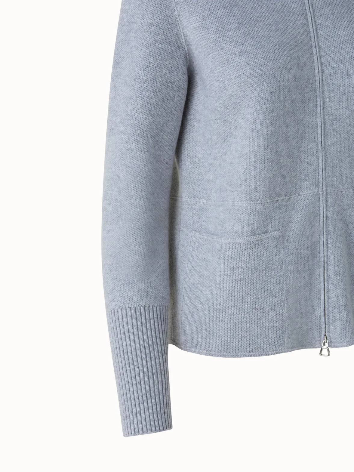 Cashmere pique zip cardigan