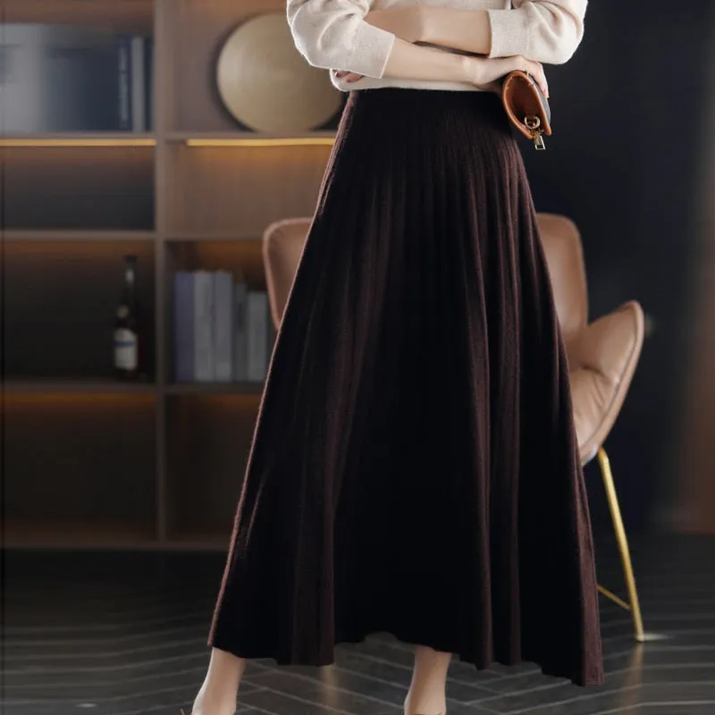 Chinese-Style High Waist Wool Mini Skirt