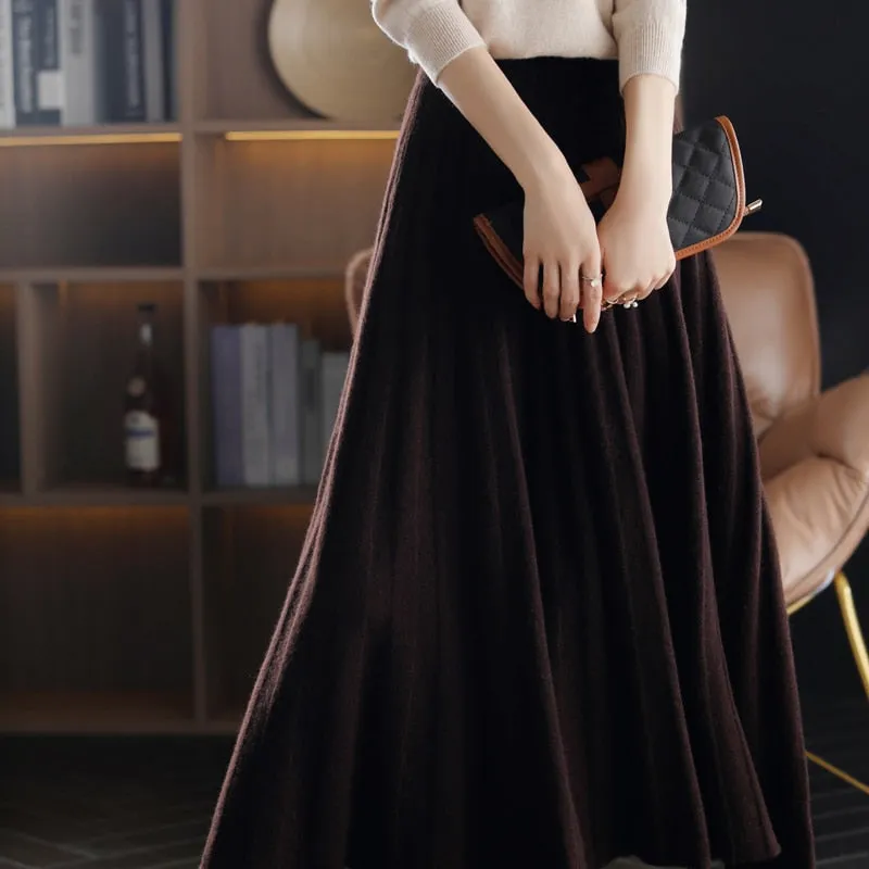 Chinese-Style High Waist Wool Mini Skirt