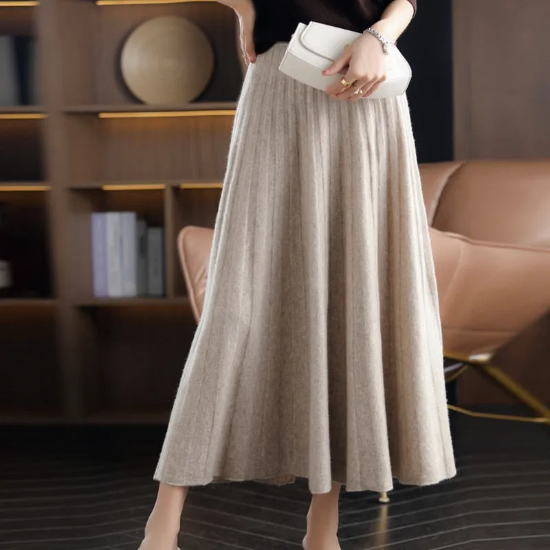 Chinese-Style High Waist Wool Mini Skirt