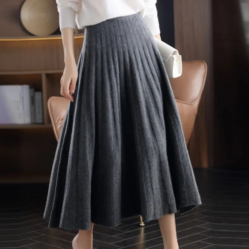 Chinese-Style High Waist Wool Mini Skirt