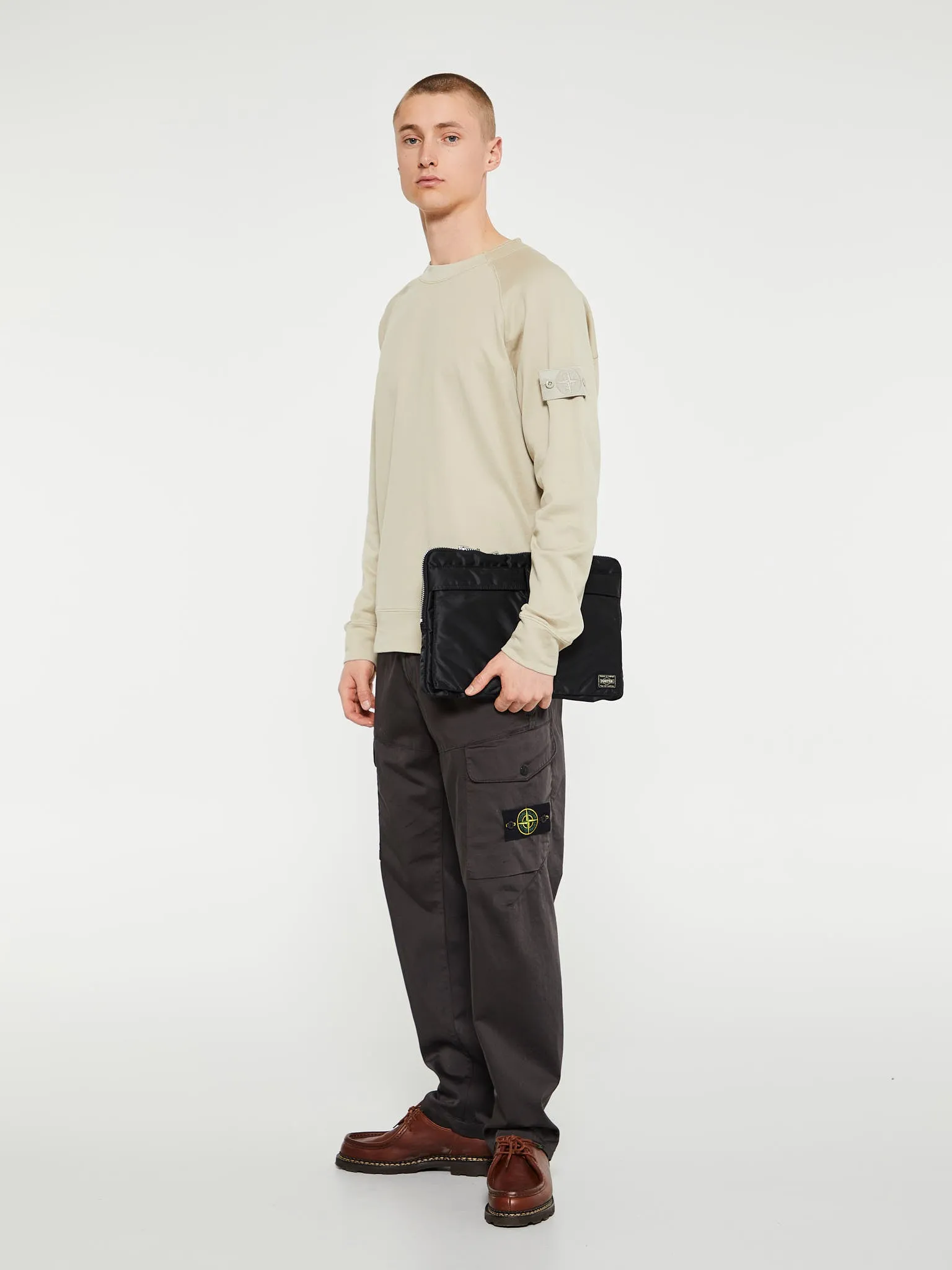 Compass Cotton Jersey Sweatshirt in Beige