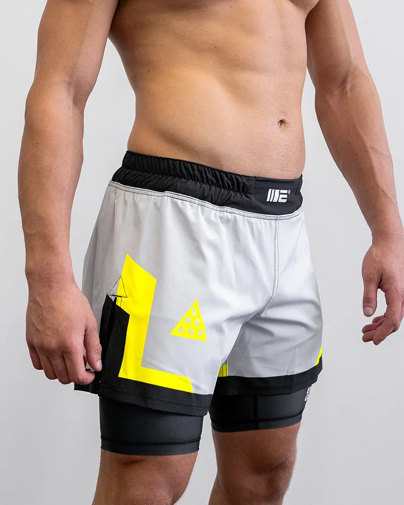 Cool Grey 2-in-1 Fight Shorts