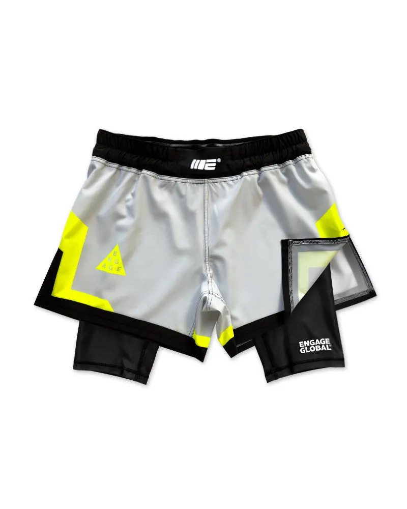 Cool Grey 2-in-1 Fight Shorts