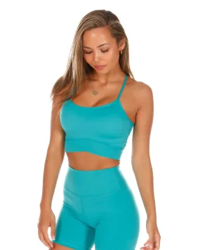 Cross Over Cropped Tank - Teal