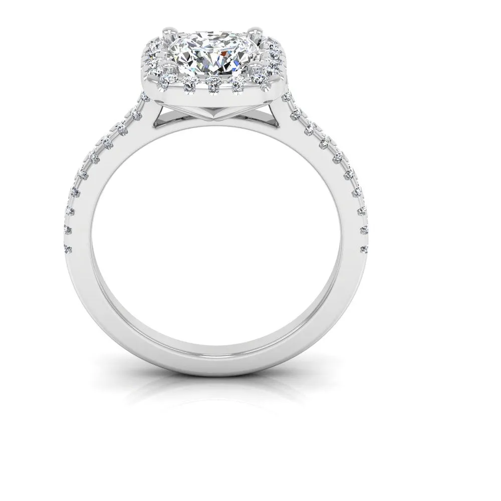 Cushion Halo Moissanite Engagement Ring