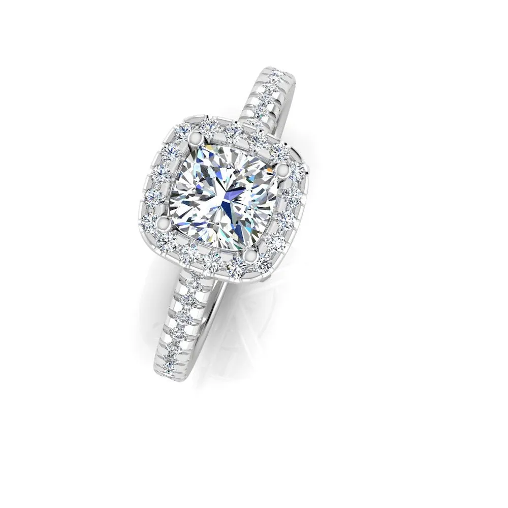 Cushion Halo Moissanite Engagement Ring