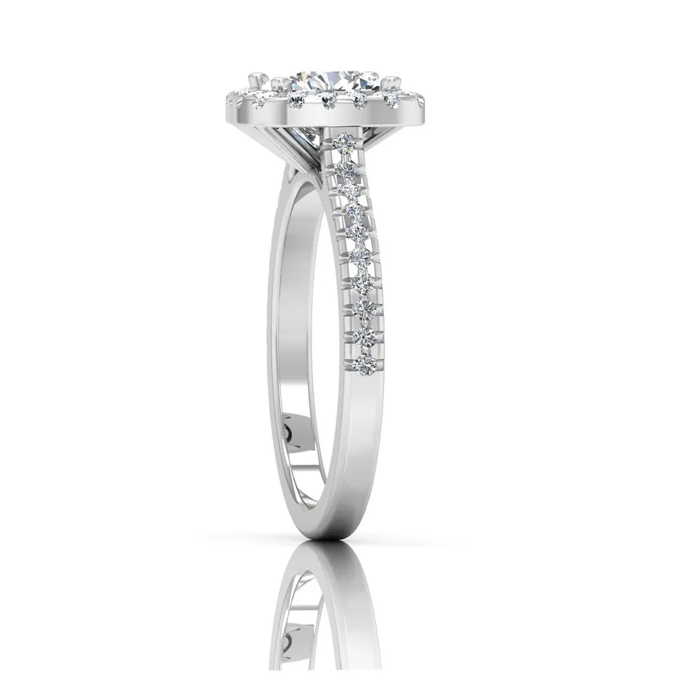 Cushion Halo Moissanite Engagement Ring