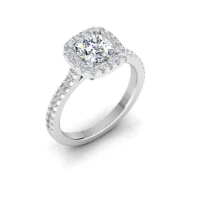 Cushion Halo Moissanite Engagement Ring