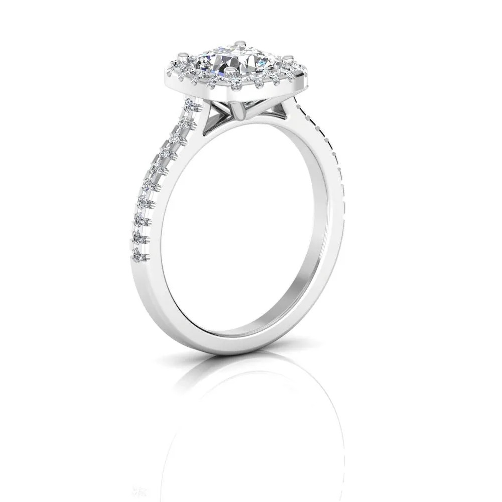 Cushion Halo Moissanite Engagement Ring