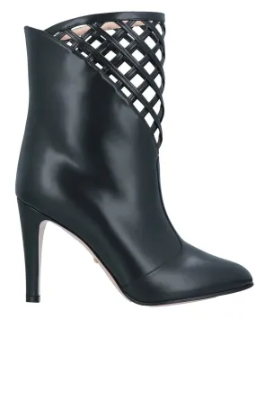 Cutout Leather Ankle Boots