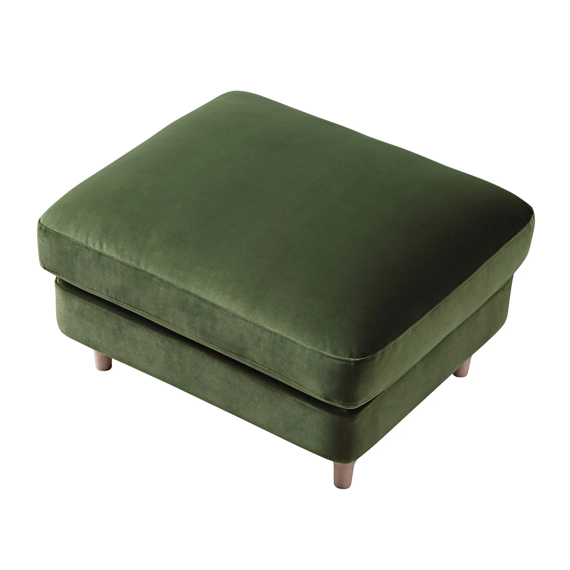 Daphnis Fern Green Velvet Sofa, Footstool