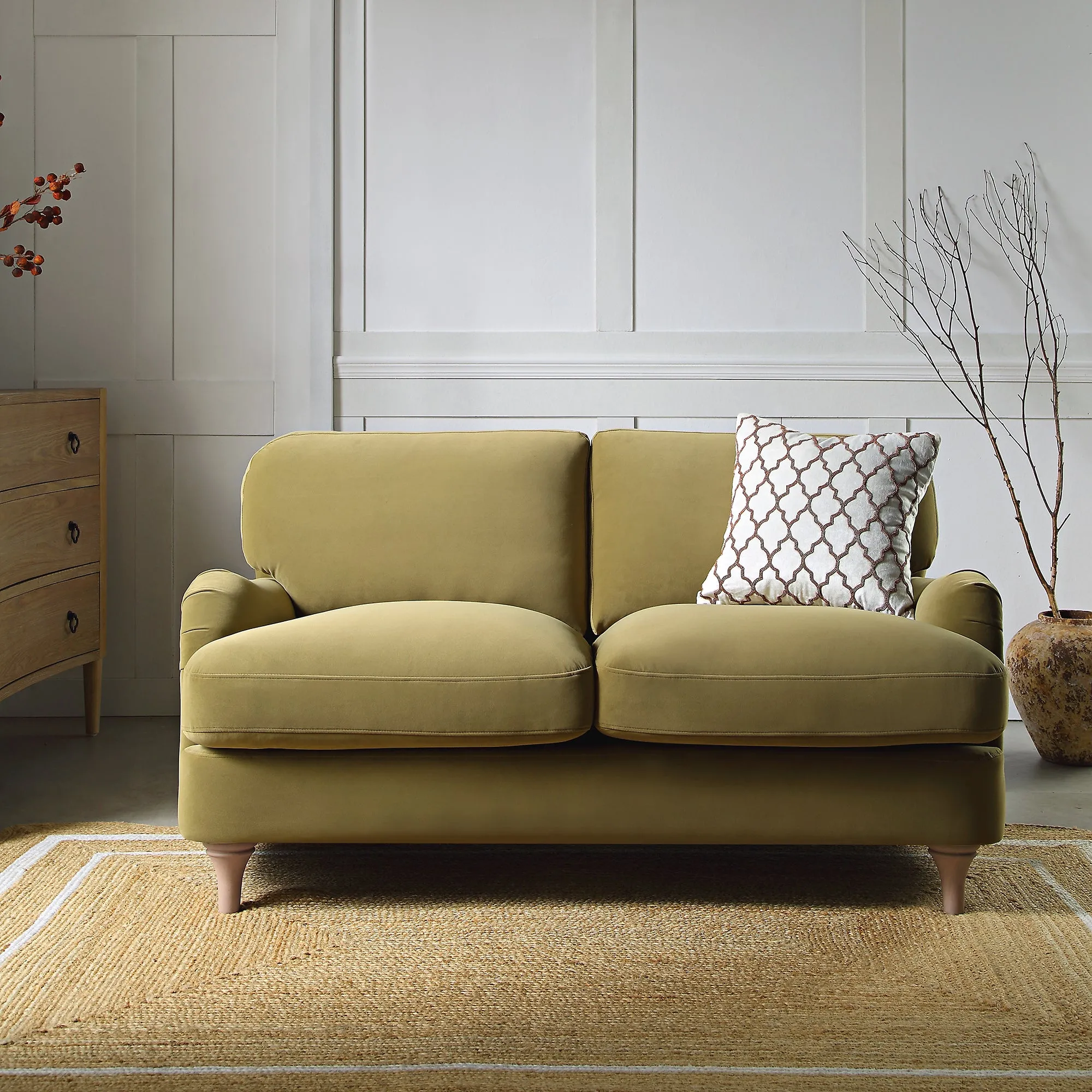 Daphnis Fudge Velvet Sofa, 2-Seater