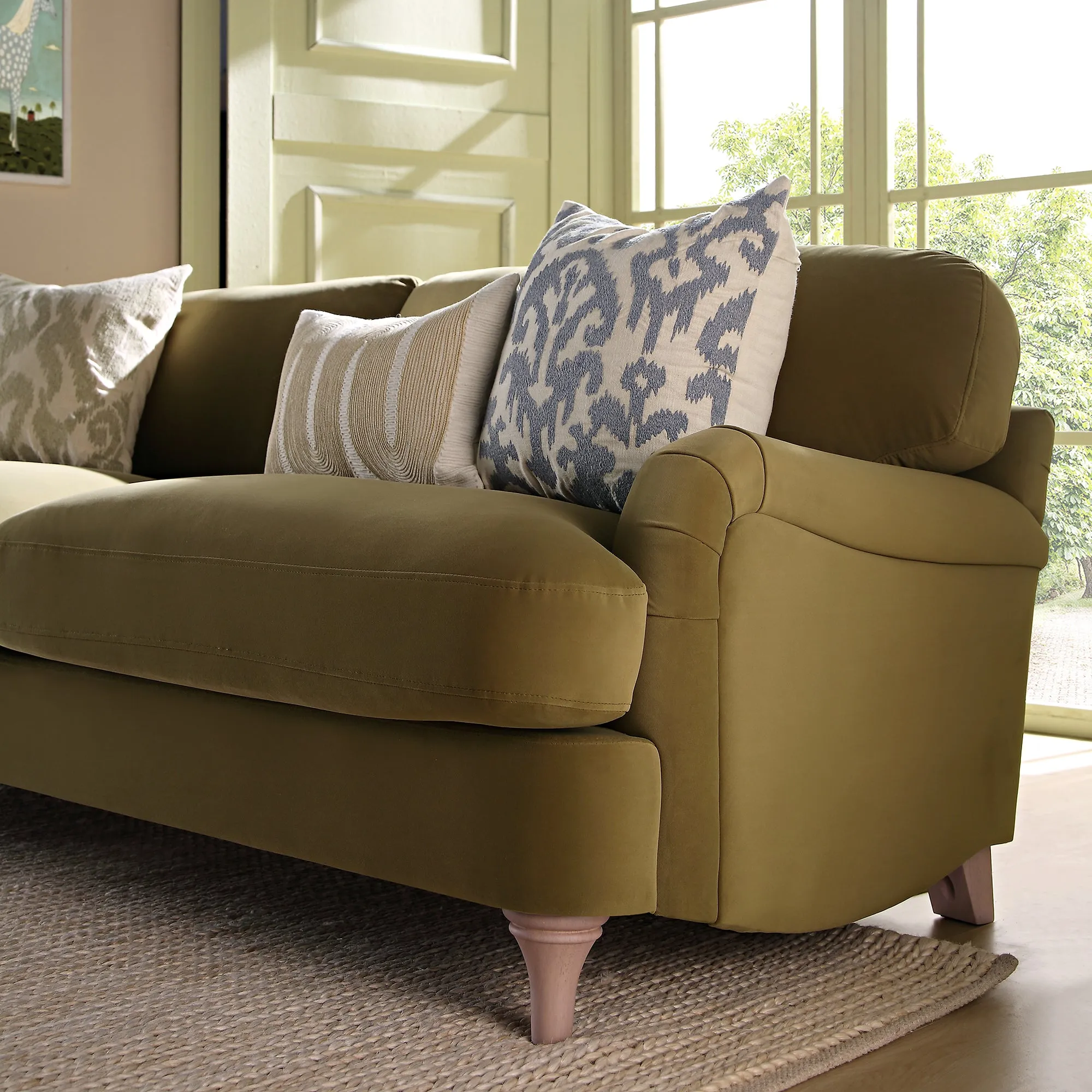 Daphnis Fudge Velvet Sofa, 3-Seater