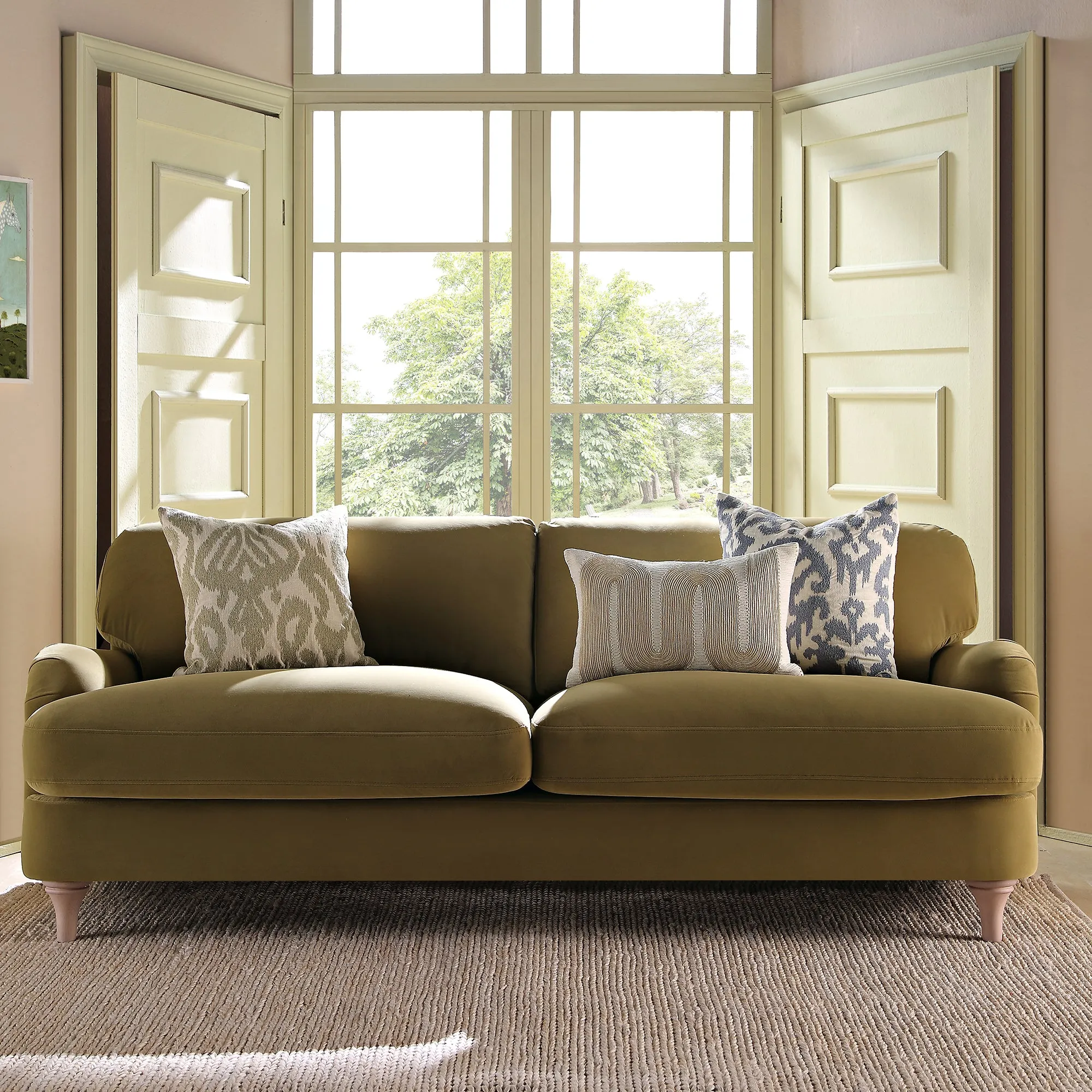 Daphnis Fudge Velvet Sofa, 3-Seater