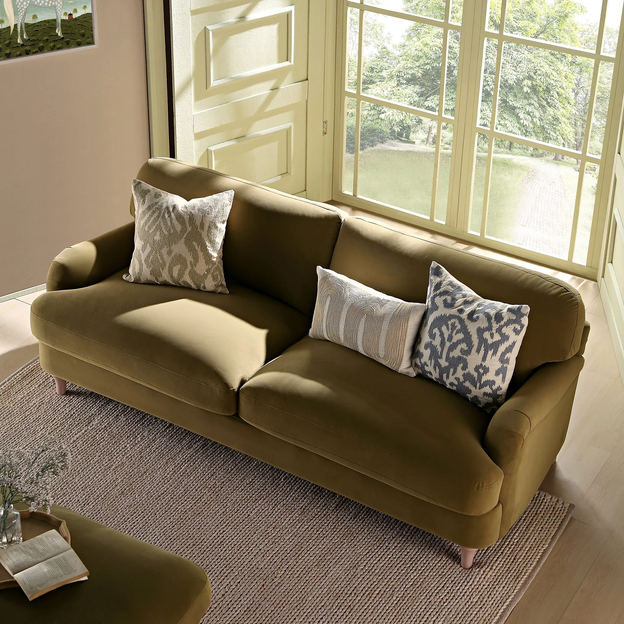 Daphnis Fudge Velvet Sofa, 3-Seater