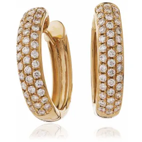 DIAMOND PAVE SETTING HOOP EARRINGS IN 18K ROSE GOLD