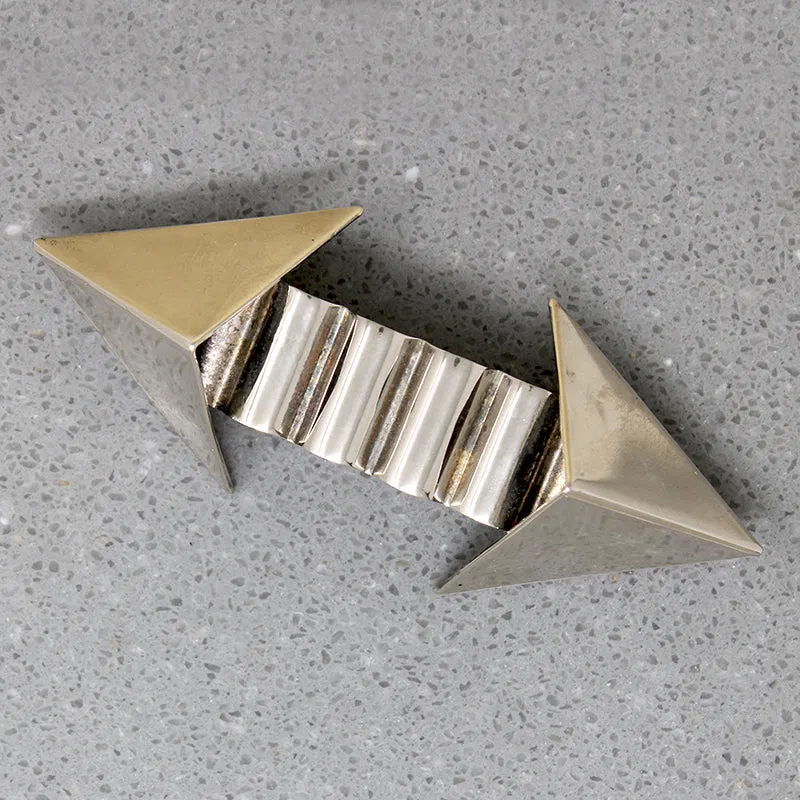 Double Headed Arrow Modernist Brooch in Silver Plate